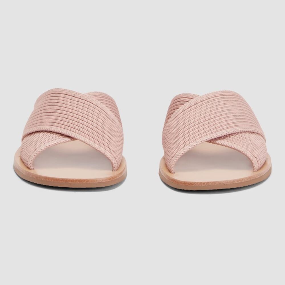 Everlane Day Crossover Sandal Pink Tan Knit Slide Sandals Size 7 - Picture 3 of 9